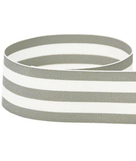 1-12 gray & White Taffy Striped grosgrain Ribbon - 50 Yards - USA American Made - (Multiple Widths & Yardages Available)