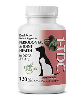 1TDc -Dual Action Natural Support - 120 Twist Off Soft gels - Delivers 4 Major Health Benefits for Dogs & cats - Supports Oral Health Hip & Joint Health Muscle & Stamina Recovery Skin & coat Health