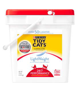 Purina Tidy Cats Light Weight, Low Dust, Clumping Cat Litter, LightWeight 24/7 Performance Multi Cat Litter - 12 lb. Pail