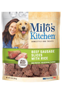 Milo's Kitchen Dog Treats, Beef Sausage Slices with Rice, 10 Ounce