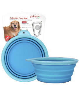 Prima Pet Expandable / Collapsible Silicone Food & Water Travel Bowl with Clip for Medium & Large Dog, Portable and Durable Pop-up Feeder for Convenient On-the-go Feeding, Size: 5 Cups (7 Inch Diameter Bowl) (LARGE (5 CUPS), AQUA)