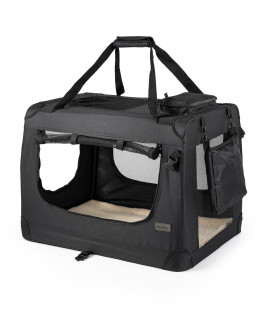Dog Transport Box, Dog Carrier, Collapsible Transport Crate, Car Crate, Small Animal Carrier (M - 60x42x44 cm, Black)