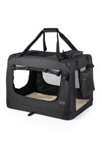 Dibea Dog Transport Box, Dog Carrier, Collapsible Transport Crate, Car Crate, Small Animal Carrier (L - 70x52x50 cm, Black)