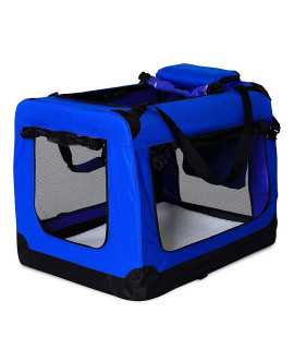 dibea Dog Transport Box, Dog carrier, collapsible Transport crate, car crate, Small Animal carrier (XL - 82x58x58 cm, Blue)
