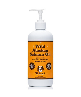 Natural Dog Company Pure Wild Alaskan Salmon Oil for Dogs (16oz) Skin & Coat Supplement for Dogs, Dog Oil for food with Essential Fatty Acids, Fish Oil Pump for Dogs, Omega 3 Fish Oil for Dogs