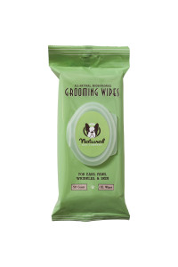 Natural Dog Company Grooming Wipes with Aloe Vera, Cleanses, Soothes, & Deodorizes, Fragrance Free, Hypoallergenic, Biodegradable Wipes - Dog Wipes for Ear, Paws, Face and Butt Wipes (50 Wipes) Aqua