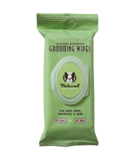 Natural Dog Company Grooming Wipes with Aloe Vera, Cleanses, Soothes, & Deodorizes, Fragrance Free, Hypoallergenic, Biodegradable Wipes - Dog Wipes for Ear, Paws, Face and Butt Wipes (50 Wipes) Aqua