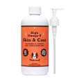 Natural Dog Company Skin & Coat Oil (16 oz.), Supports Skin Health, Fish Oil Supplements for Dogs, Soft and Silky Coat, Salmon Oil & Flaxseed Oil, Fatty Acids, Bottle of Dog Fish Oil with Pump