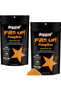 Diggin' Your Dog Firm Up Pumpkin for Dogs & Cats, 100% Made in USA, Pumpkin Powder for Dogs, Digestive Support, Apple Pectin, Fiber, Healthy Stool, 4 oz (2-Pack)
