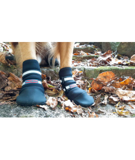 All Weather Neoprene Paw Protector Dog Boots with Reflective Straps in 5 Sizes! (Black XL)