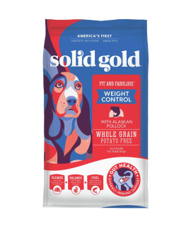 Solid Gold Fit and Fabulous Pollock - Dry Dog Food for Weight Control - Digestive Probiotics for Dogs - Grain & Gluten Free - High Fiber & Low Fat - Omega, Superfood & Antioxidant Support - 24 LB