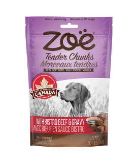 Zoe Zo?Tender Chunks for Dogs, All Natural Dog Treats, Grain-Free, Beef and Gravy Recipe, 5.3 oz., 92041