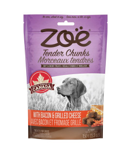 Zoe Tender Chunks for Dogs, All Natural Dog Treats, Grain-Free, Cheese and Bacon Recipe, 5.3 oz., 92043