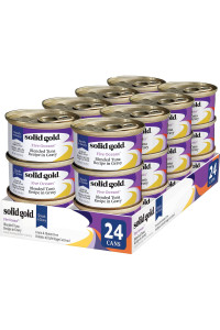 Solid Gold Wet Cat Food Shreds in Gravy - Canned Cat Food Made w/Real Tuna for Cats of All Ages - Five Oceans Grain Free Cat Wet Food for Sensitive Stomach & Overall Wellness - 24ct/3oz Can