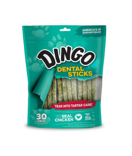 Dingo Dental Sticks 30 Count, Natural Chewing Action Helps Clean Teeth