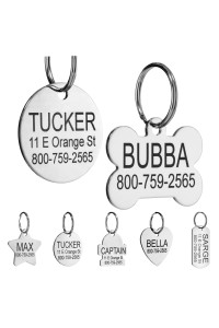Providence Engraving Custom Engraved Stainless Steel Pet ID Tags - Personalized Front and Back Identification, for Large or Small Cats and Dogs, Round, Regular