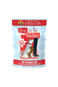 Weruva Dogs in The Kitchen, The Double Dip with Beef & Wild-Caught Salmon Wet Dog Food, 2.8oz Pouch (Pack of 12)
