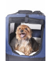 2PET Foldable Dog Crate - Soft, Easy to Fold & Carry Dog Crate for Indoor & Outdoor Use - Comfy Dog Home & Dog Travel Crate - Strong Steel Frame, Washable Fabric Cover, Frontal Zipper Small Blue