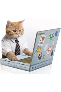 Suck UK Cat Scratcher Laptop with Fluffy 'Mouse' Interactive Toys, Paw Over Social Media & Catch up on The Mews, Kitten Toys & Cat Scratch Pads