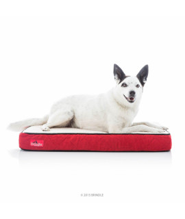 Brindle Waterproof Designer Memory Foam Pet Bed-Removable Machine Washable Cover-4 Inch Orthopedic Pet Bed-Joint Relief, Red Sherpa
