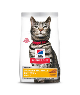 Hill's Science Diet Dry Cat Food, Adult, Urinary & Hairball Control, Chicken Recipe, 15.5 lb. Bag