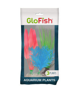 GloFish Fluorescent Plant Multipack 3 Count, Contains Willow Grass, Hairgrass and Berterol Aquarium Plants (29282)