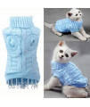 Bro'Bear Cable Knit Turtleneck Sweater for Small Dogs & Cats Knitwear (Blue, X-Small)
