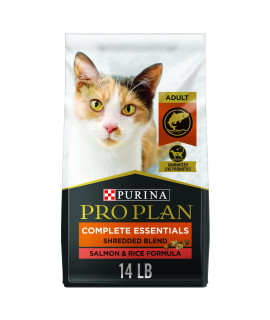 Purina Pro Plan High Protein Cat Food With Probiotics for Cats, Shredded Blend Salmon and Rice Formula - 14 lb. Bag