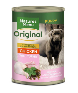 JUSTPET Natures Menu Junior Dog Food can chicken & Turkey (12 x 400g)