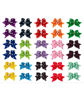 PET SHOW 10pcs Dot Hair Bows with Rubber Bands for Small Medium Dogs Puppies Cat Grooming Accessories Color Assorted Randomly