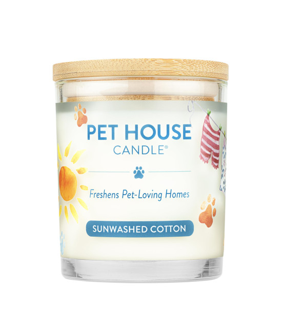 One Fur All, Pet House Candle - 100% Plant-Based Wax Candle - Pet Odor Eliminator for Home - Non-Toxic and Eco-Friendly Air Freshening Scented Candles - (Pack of 1, Sunwashed Cotto)