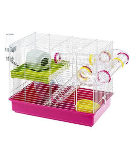 Ferplast Laura Small Hamster Cage Fun & Interactive Cage Measures 18.11L x 11.61W x 14.8H & Includes All Accessories