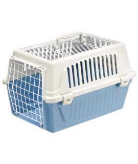 Ferplast Atlas Pet Carrier Small Pet Carrier for Dogs & Cats w/Top & Front Door Access Light Blue 19-Inch