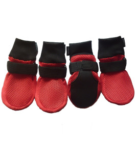 LONSUNEER Dog Boots Breathable and Protect Paws Soft Nonslip Soles Red Color Size Large - Inner Sole Width 2.83 Inch