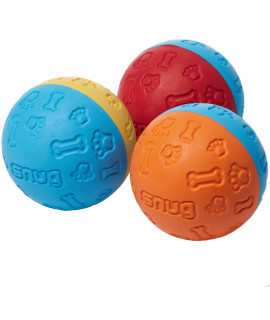Snug Rubber Dog Balls for Small and Medium Dogs - Tennis Ball Size - Virtually Indestructible (3 Pack - Original)