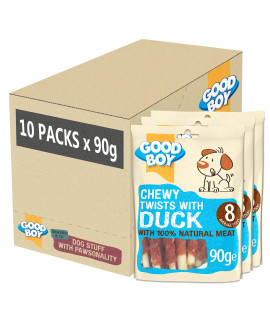 good Boy Duck and Rawhide Dog Treats chewy Twists, Pack of 10
