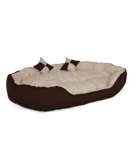 dibea Dog Bed Warm Basket Cushio Cat Tearproff Waterproof With Pillow (85X70X20 Cm, Brown/Beige) 85X70X20 Cm Beige