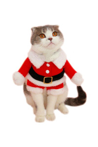 Bolbove Pet Christmas Santa Claus Suit Costume for Small Dogs Cats Jumpsuit Winter Coat Warm Clothes (Red, Large)