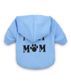 DroolingDog Dog T Shirt I Love My Mom Clothes Puppy Tshirt for Small Dogs, Medium, Blue