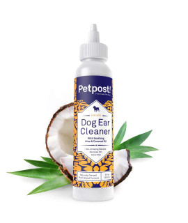 Petpost Dog Ear Cleaner - Natural Coconut Oil Solution - Best Remedy for Odor - Dog Ear Problems - Chemical & Irritant Free