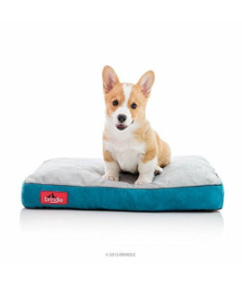 Brindle Shredded Memory Foam Dog Bed with Removable Washable Cover-Plush Orthopedic Pet Bed - 22 x 16 inches - Teal
