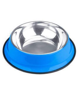 Weebo Pets Blue No-Tip No-Slip Stainless Steel Bowl (72oz. Goliath)