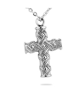 HooAMI cremation Jewelry Studded Sash cross Pendant Memorial Urn Necklace Ash Holder Stainless Steel