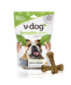 V-dog Dog Treats - Vegan Breathbone Teeth Cleaning Dental Dog Bones - Fresh Breath - 8 Ounces - All Natural - Made in USA - 6 Bones - 4 Long - Easy to Digest