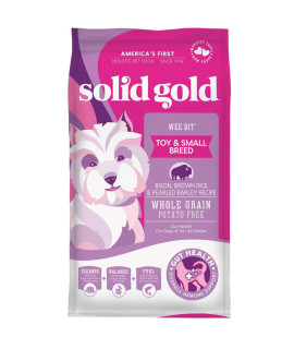 Solid Gold Small Breed Dog Food - Wee Bit Whole Grain Made with Real Bison, Brown Rice, and Pearled Barley - High Fiber, Probiotic, Natural Dry Dog Food for Small Dogs with Sensitive Stomachs - 12 LB