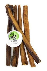 Sancho & Lola's Bully Sticks for Dogs 12 Thick (5 Count) Grain-Free, High-Protein Beef Pizzle Dog Chews