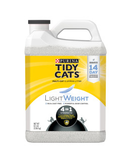 Purina Tidy Cats Light Weight, Low Dust, Clumping Cat Litter, LightWeight 4-in-1 Strength Cat Litter - (2) 8.5 lb. Jugs