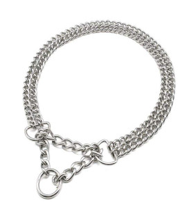 Berry Pet Dog Pet Martingale Pinch Metal Stainless Steel Collar for Training Walking Link Double Plated Choke Chain Neck for Medium Dogs 18-20