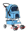 BestPet 4 Wheels Pet Stroller Cat Dog Cage Stroller Travel Folding Carrier 04T