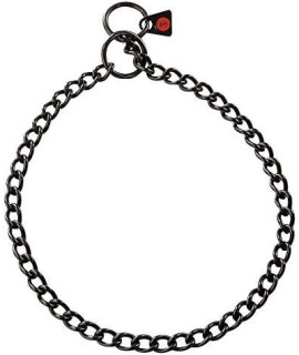 Herm Sprenger - Black Stainless Steel choke Dog Training collar 25 mm - Round Links Slip chain - Small Medium Large Dogs - Show chain - Made in germany